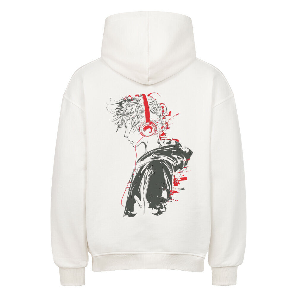 Headphones Red VACANCY Oversized Hoodie - ArtWearX Wear Passion