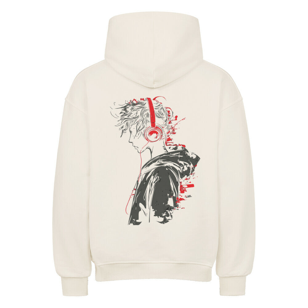 Headphones Red VACANCY Oversized Hoodie - ArtWearX Wear Passion