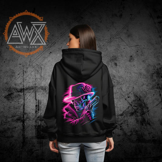 Skull Neon VACANCY Oversized Hoodie - ArtWearX Wear Passion