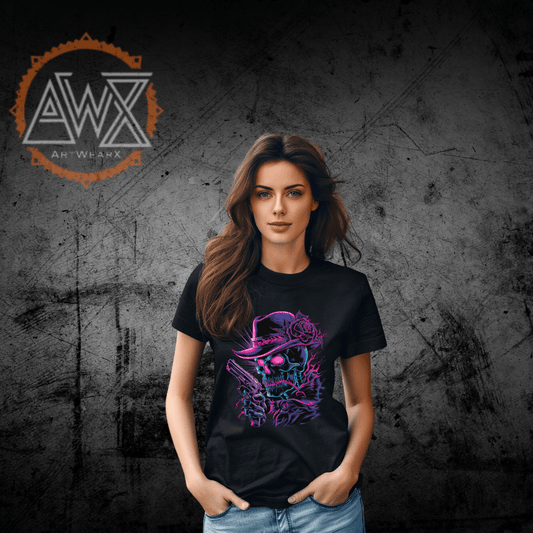 Skull Neon Premium Organic Shirt - ArtWearX Wear Passion