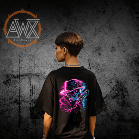 Skull Neon VACANCY Oversized Shirt - ArtWearX Wear Passion